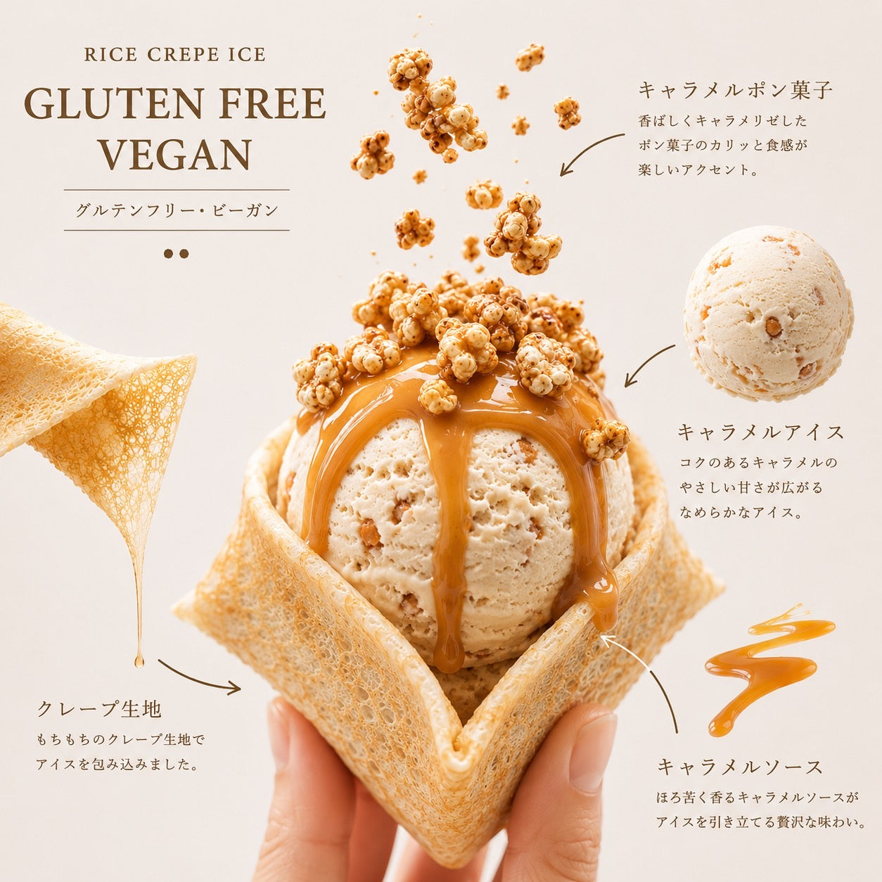 ライスアイスクレープセット （ストロベリー・塩キャラメルフレーバー）